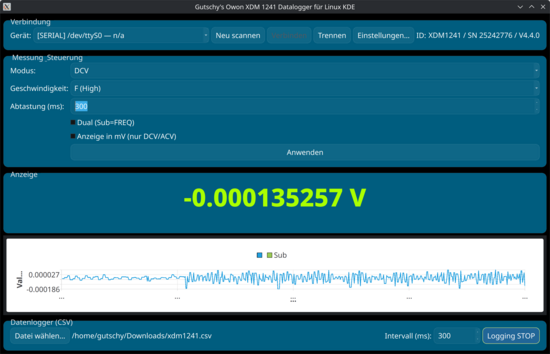 Gutschy Linux KDE Datalogger Owon XDM1241